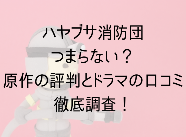 ハヤブサ消防団つまらない？原作の評判とドラマの口コミを徹底調査！